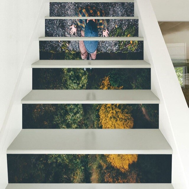 6sheets/set Diy Step Sticker Oil Painting Wallpaper Stairway 3d stair sticker for Floor Wall Decor escalier maison Living Room