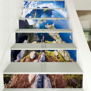 6sheets/set Diy Step Sticker Oil Painting Wallpaper Stairway 3d stair sticker for Floor Wall Decor escalier maison Living Room