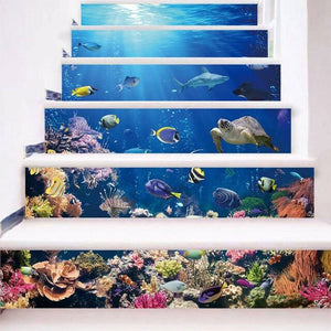 6sheets/set Diy Step Sticker Oil Painting Wallpaper Stairway 3d stair sticker for Floor Wall Decor escalier maison Living Room