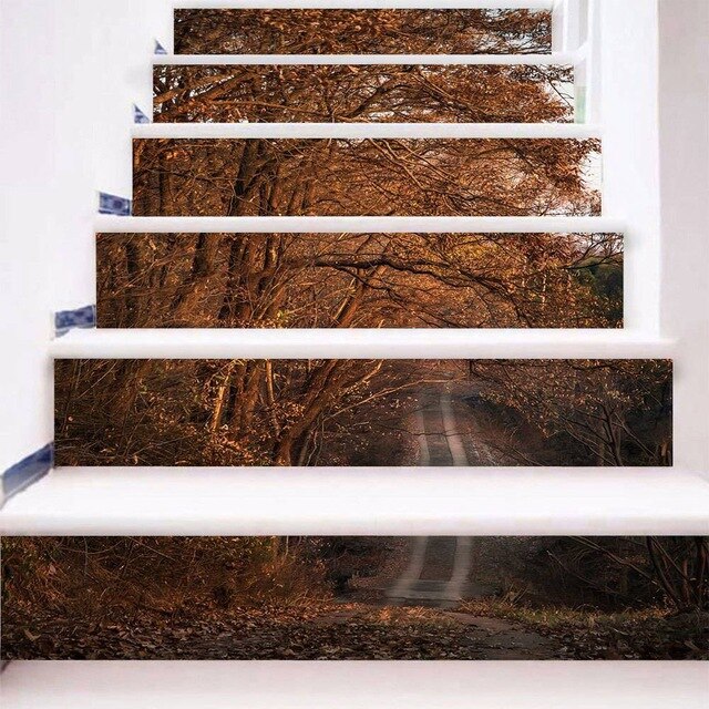 6sheets/set Diy Step Sticker Oil Painting Wallpaper Stairway 3d stair sticker for Floor Wall Decor escalier maison Living Room