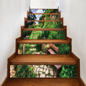 6sheets/set Diy Step Sticker Oil Painting Wallpaper Stairway 3d stair sticker for Floor Wall Decor escalier maison Living Room