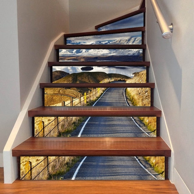 6sheets/set Diy Step Sticker Oil Painting Wallpaper Stairway 3d stair sticker for Floor Wall Decor escalier maison Living Room