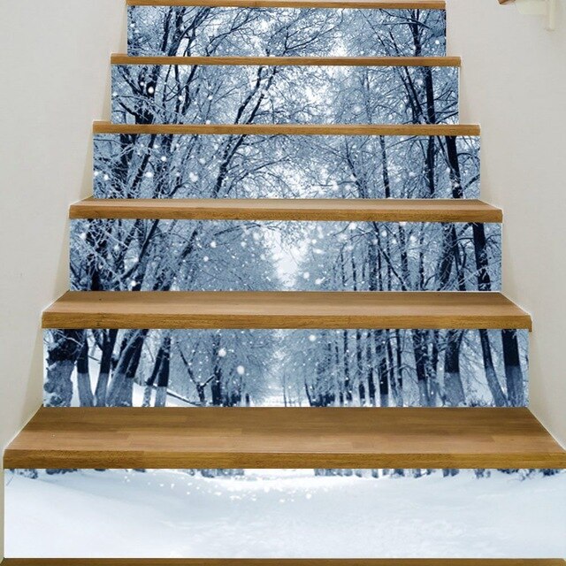 6sheets/set Diy Step Sticker Oil Painting Wallpaper Stairway 3d stair sticker for Floor Wall Decor escalier maison Living Room